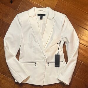 Forever 21 Light Cream Tailored Blazer with Zip Pockets
